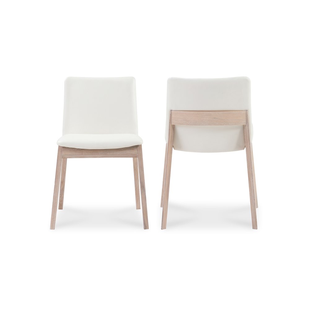 Deco Oak Dining Chair Cream White PVC - Set Of Two. Picture 3