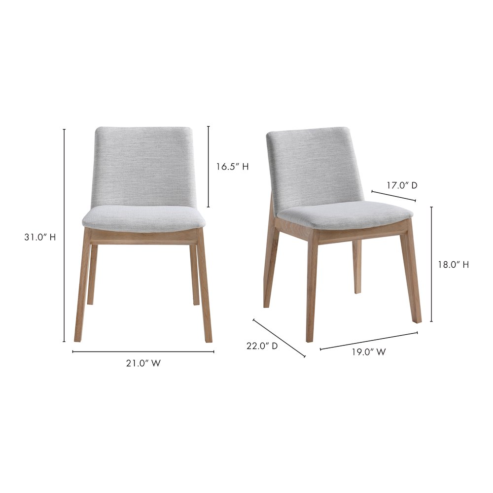 Deco Oak Dining Chair Light Grey - Set Of Two. Picture 14