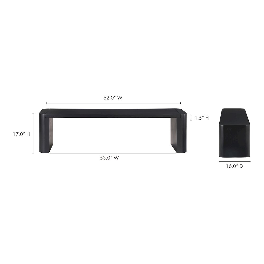 Post Small Dining Bench Black. Picture 9