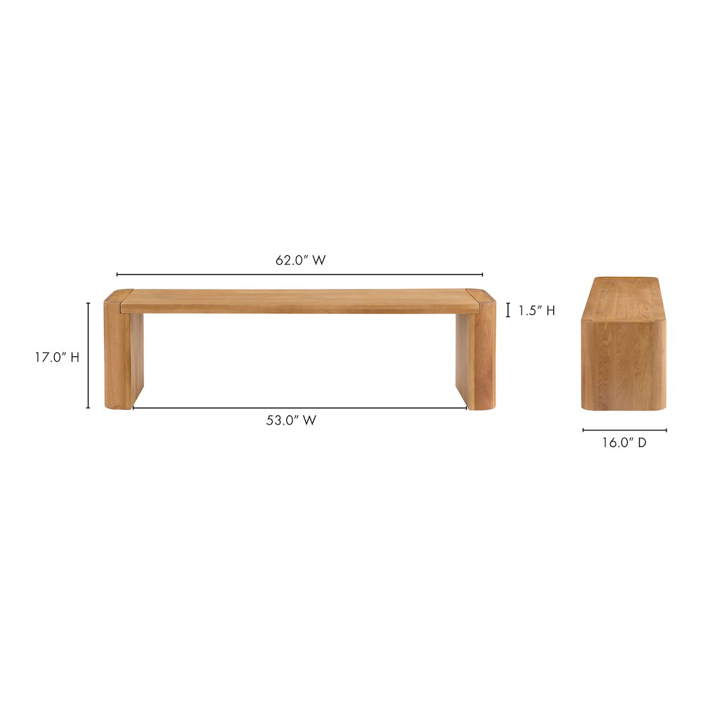 Post Small Dining Bench Natural. Picture 9