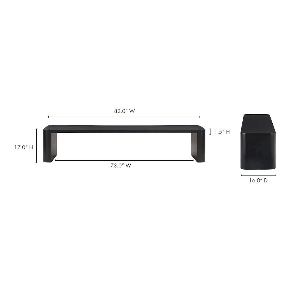 Post Large Dining Bench Black. Picture 9