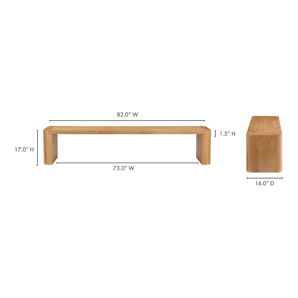 Post Large Dining Bench Natural. Picture 10