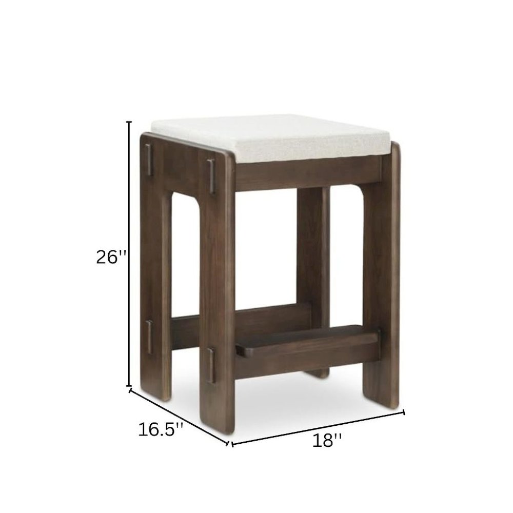Oak Counter Stool Upholstered Backless Seat Minimalist Bar Stool Design. Picture 8