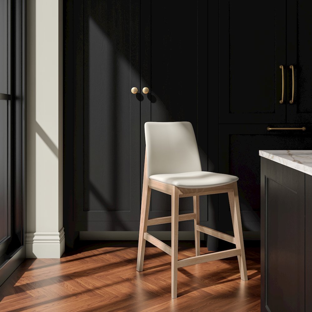 Deco Oak Counter Stool White PVC. Picture 8