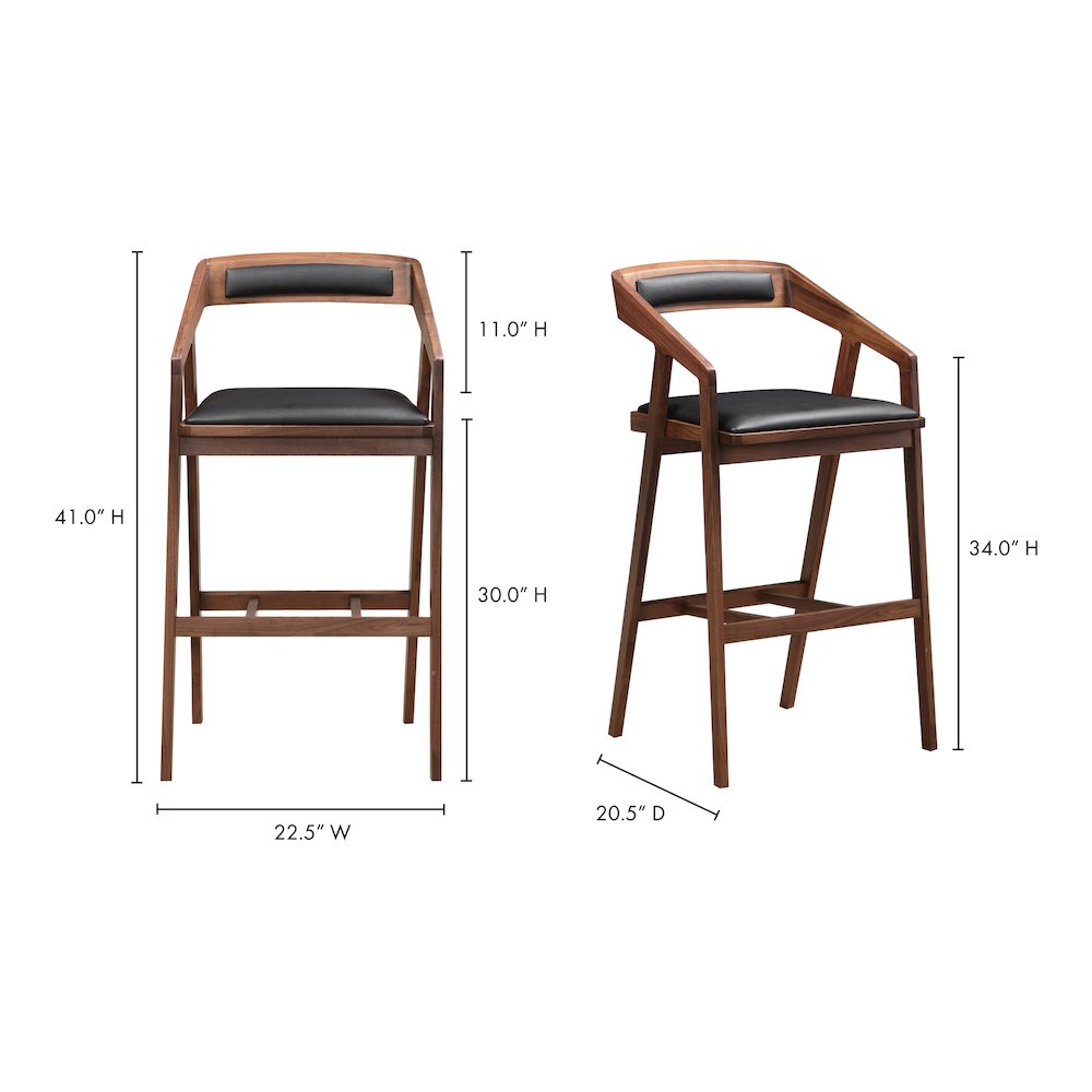 Padma Bar Stool Black Vegan Leather. Picture 8
