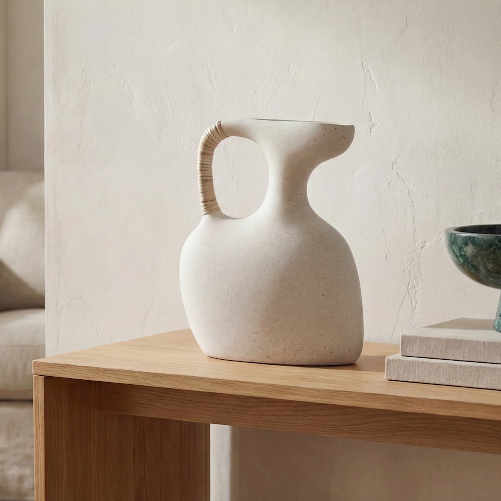 Vila 13In Sculptural Vessel Cream White. Picture 1
