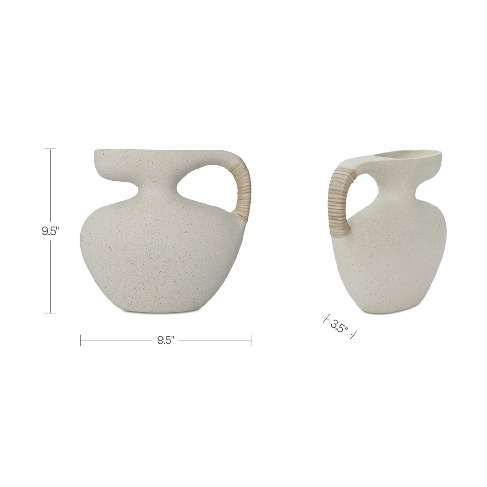 Vila 9.5In Sculptural Vessel Cream White. Picture 2