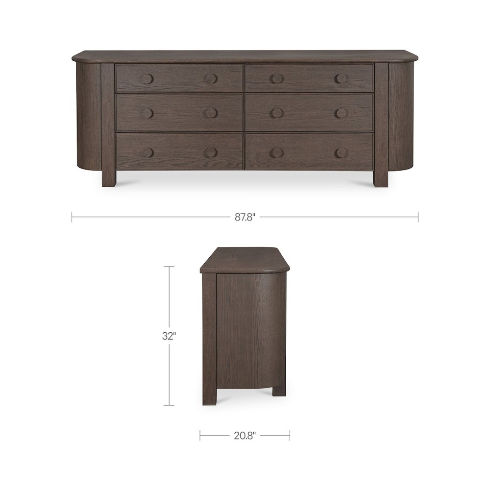 Loren 6 Drawer Dresser Dark Brown. Picture 6