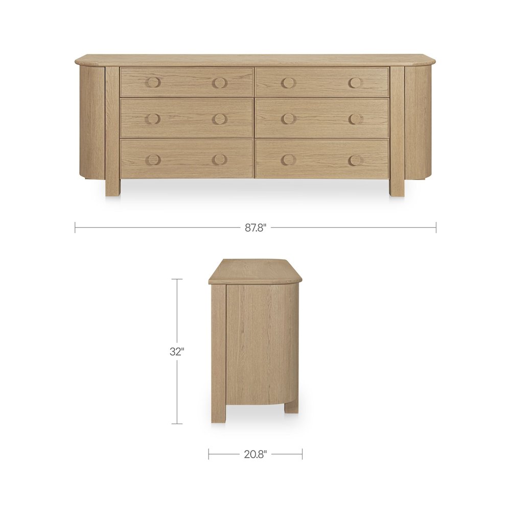 Loren 6 Drawer Dresser Natural. Picture 3