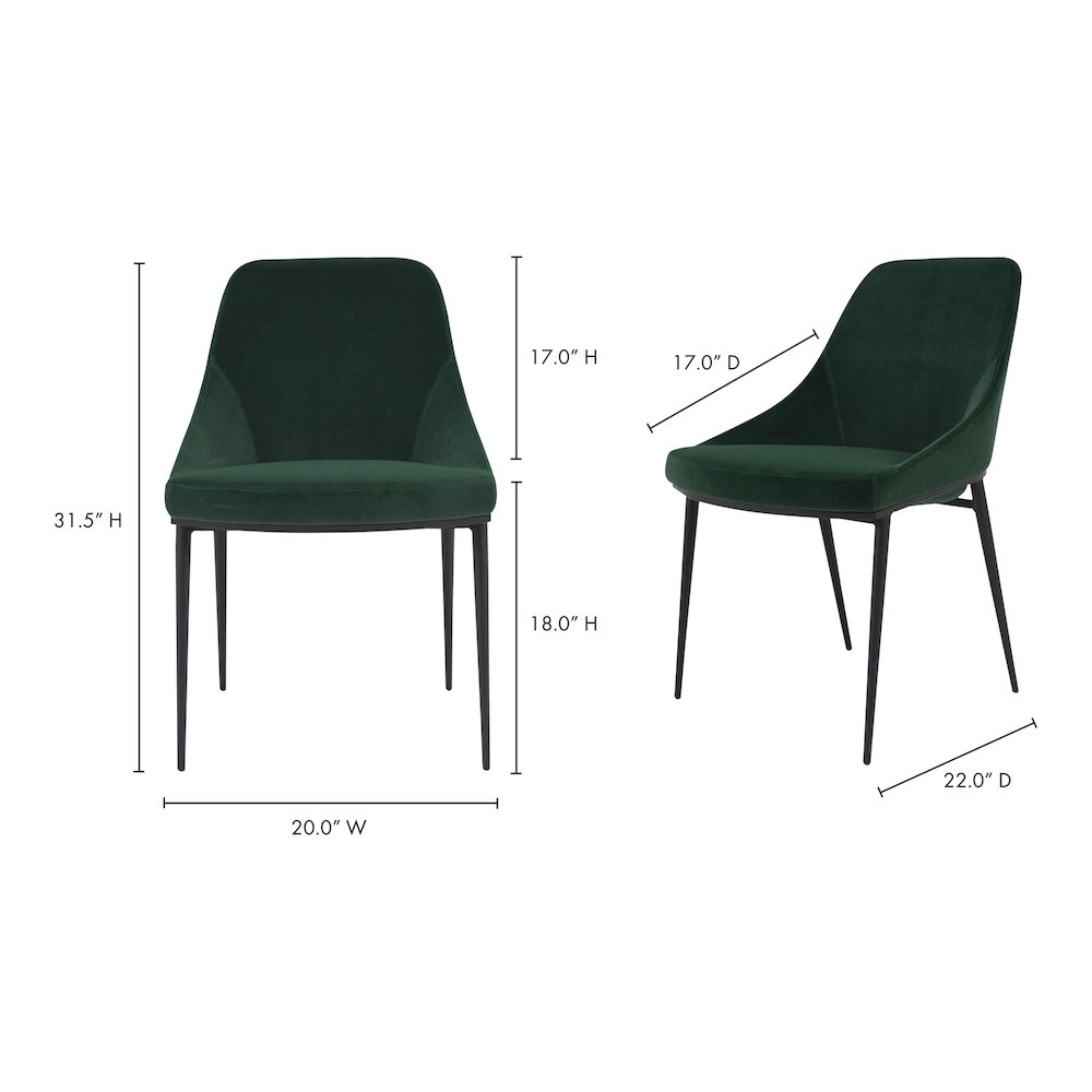 Sedona Dining Chair Green Velvet - Set Of Two. Picture 18