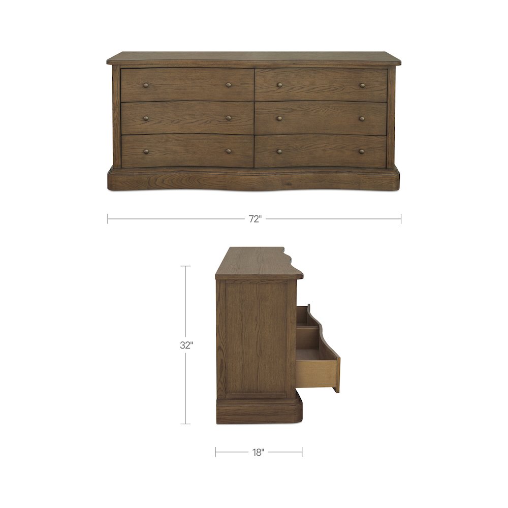 Clarence 6 Drawer Dresser Warm Brown. Picture 8