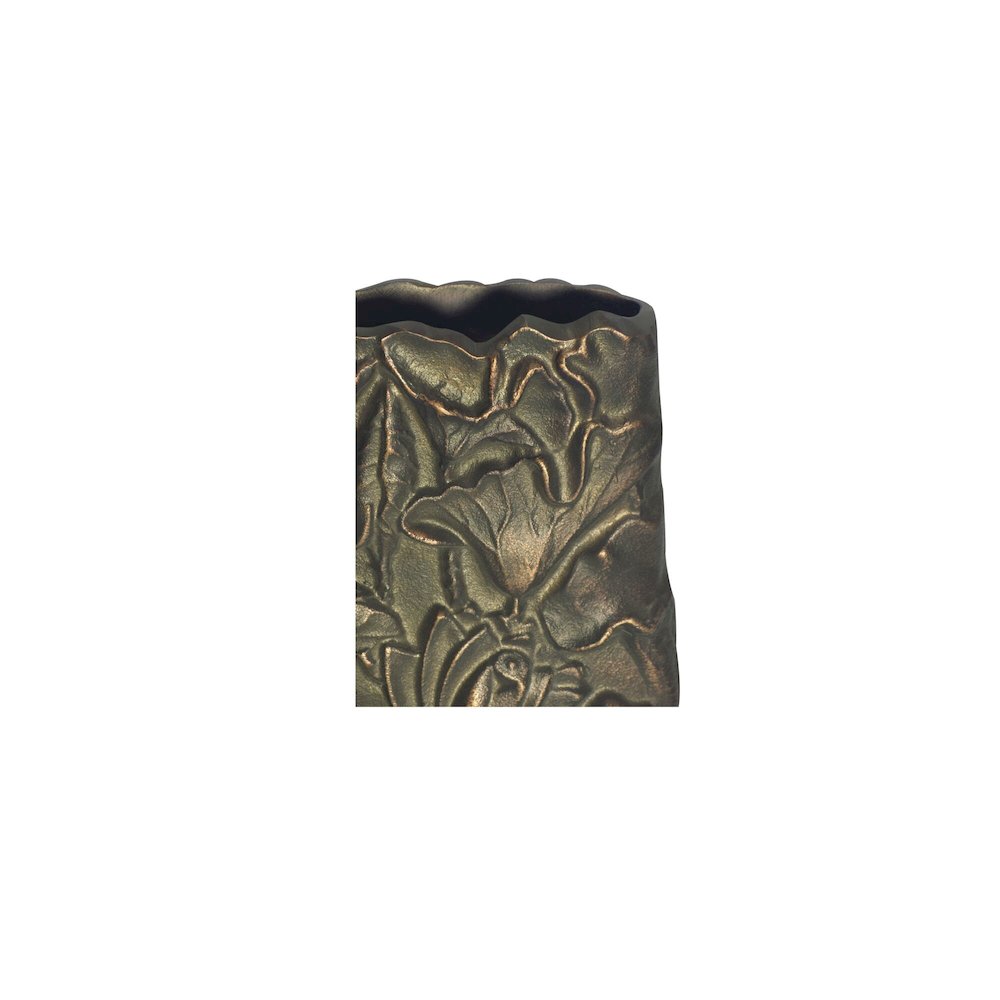 Sabine Cast Aluminum Vase Antique Brass. Picture 4