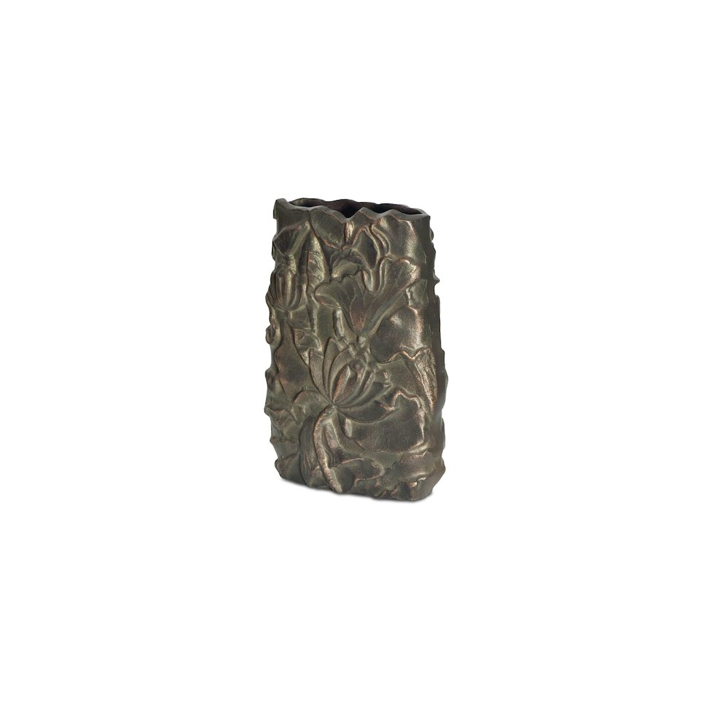 Sabine Cast Aluminum Vase Antique Brass. Picture 3