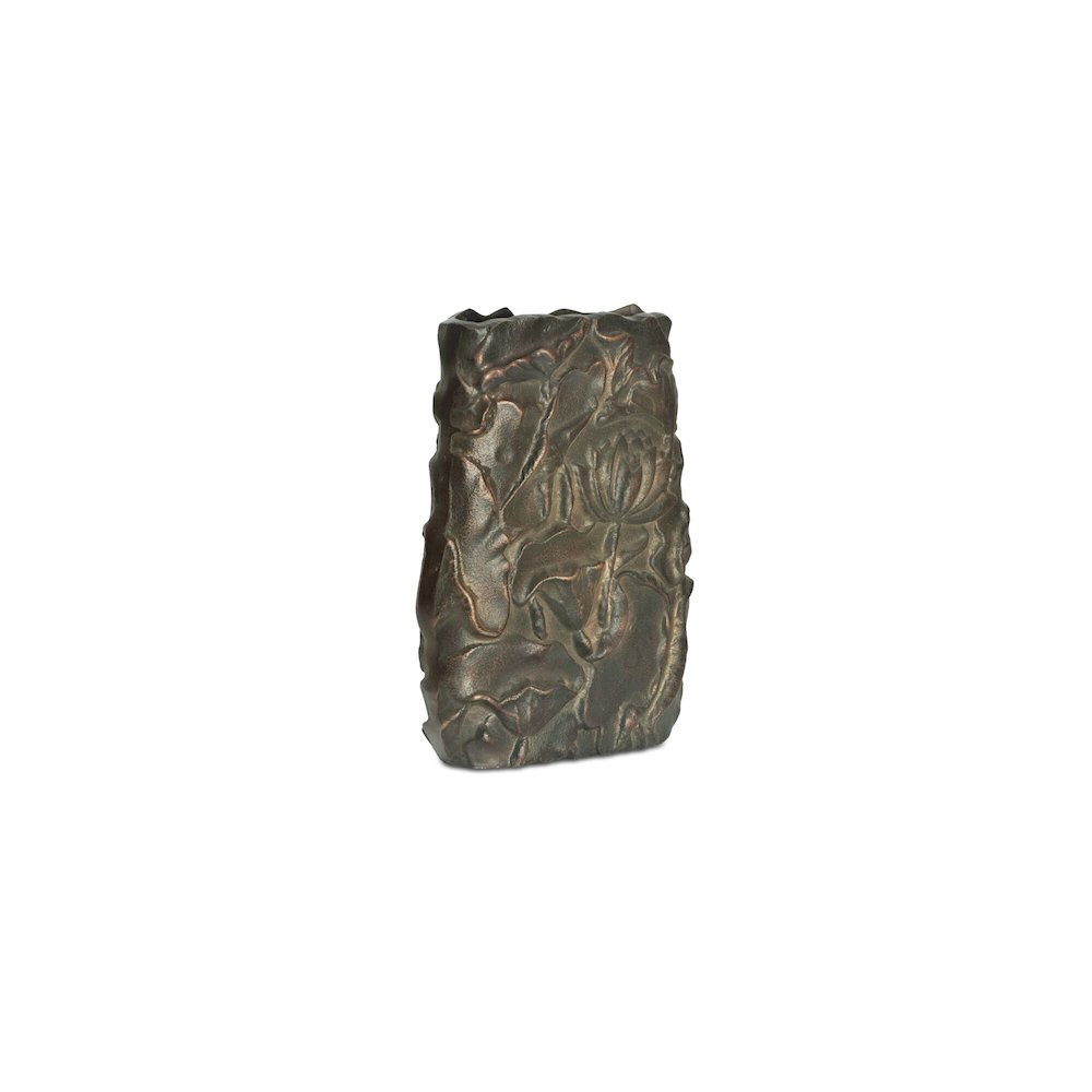 Sabine Cast Aluminum Vase Antique Brass. Picture 2