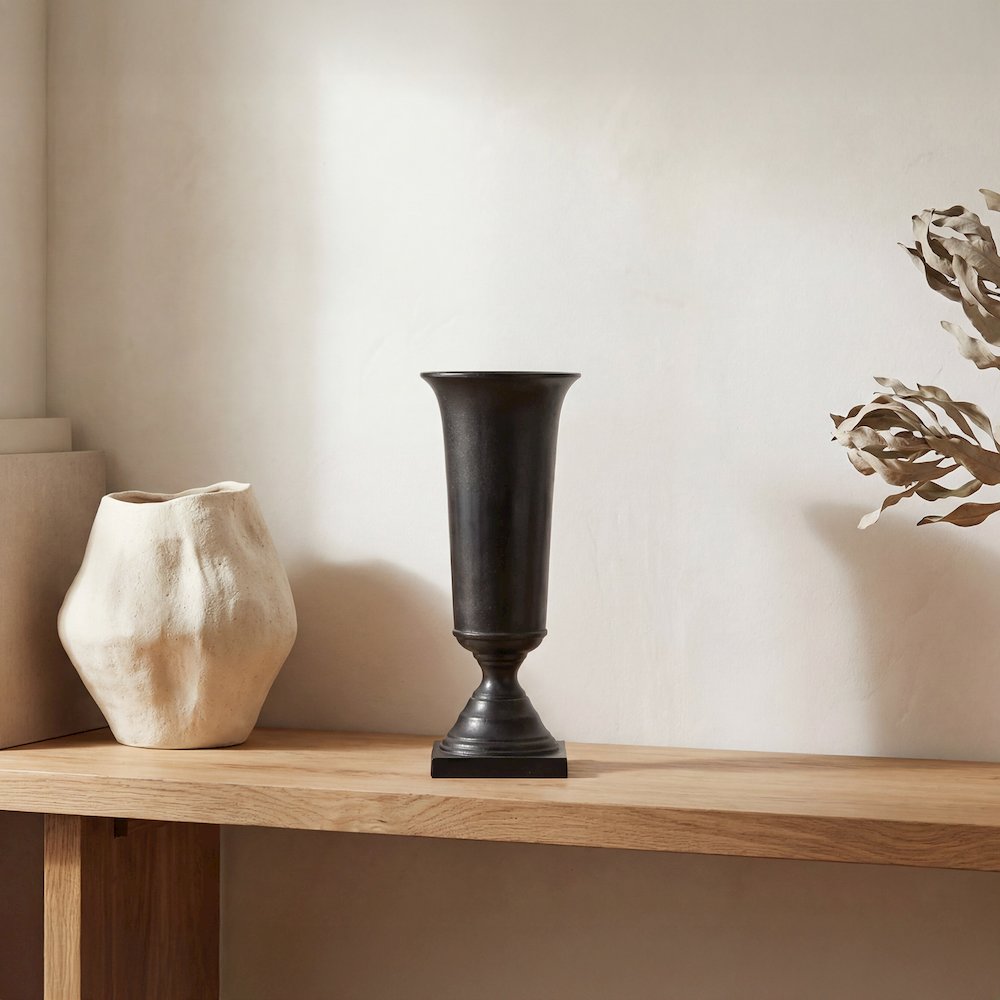 Cassia Cast Aluminum Vase Black. Picture 4