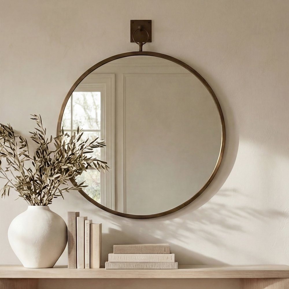 Cameo Mirror Aged Brass. Picture 1