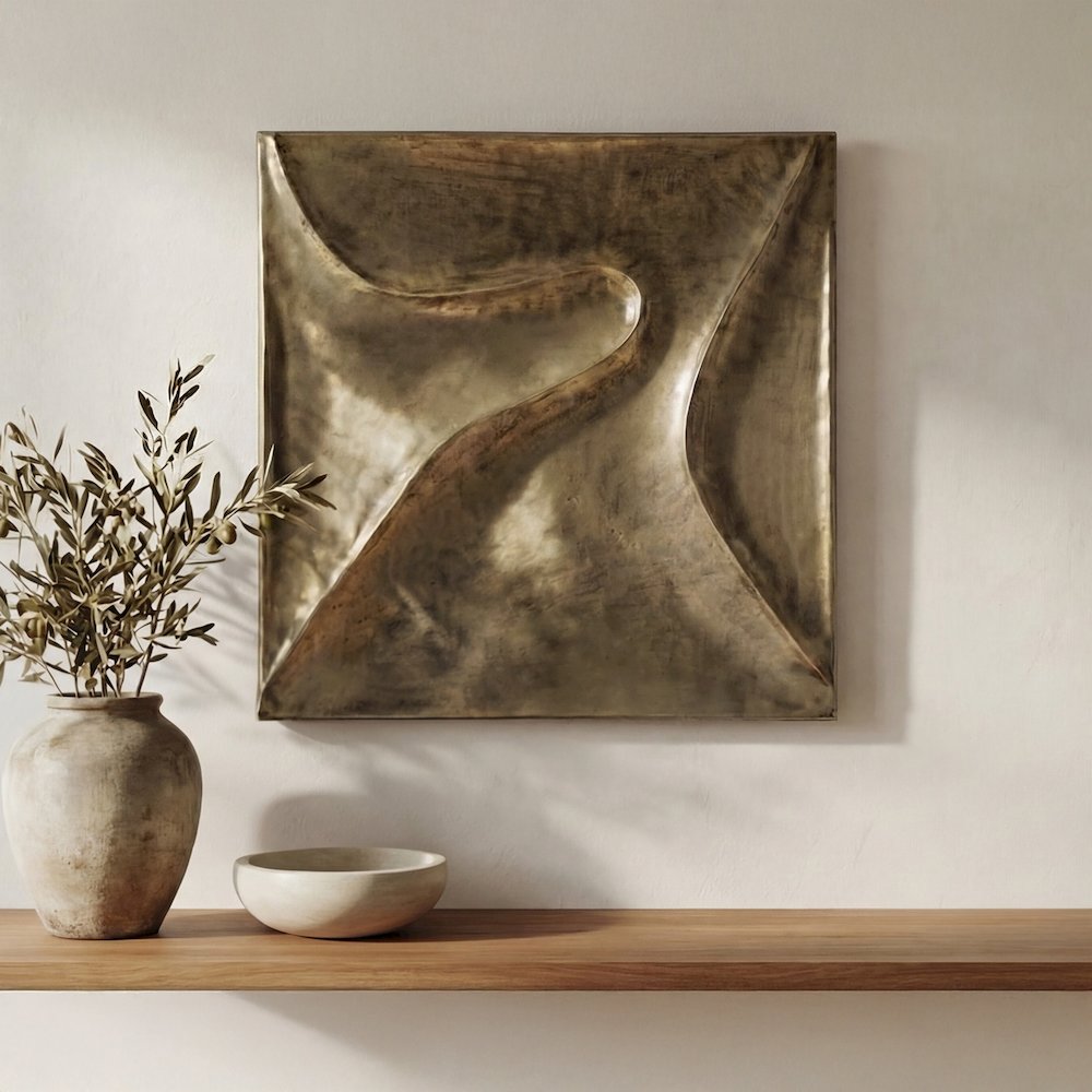 Bode Wall Sculpture Aged Brass. Picture 1