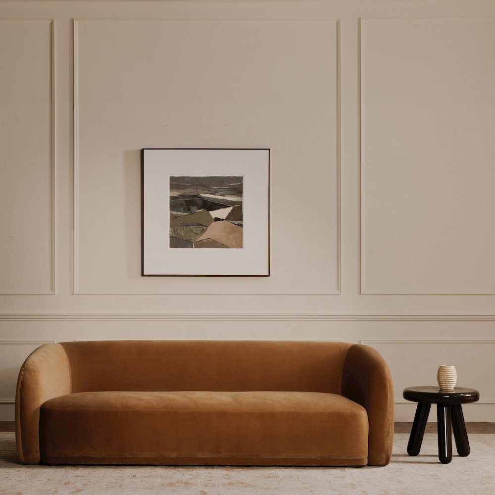 Faye Sofa Tan Faux Mohair. Picture 8