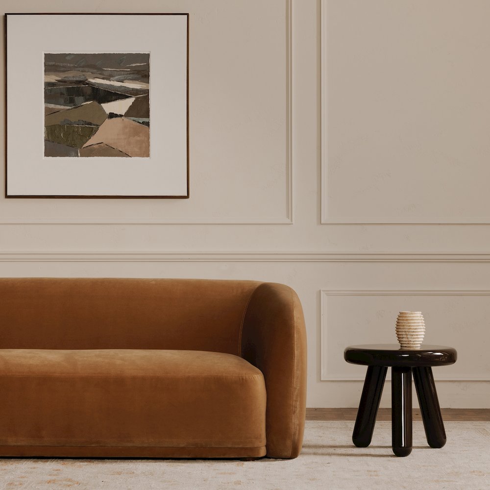 Faye Sofa Tan Faux Mohair. Picture 6
