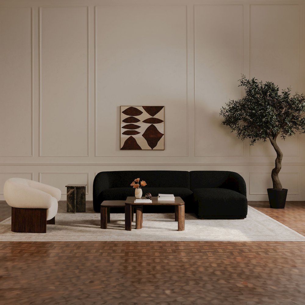 Faye Left Sectional Black Boucle. Picture 7