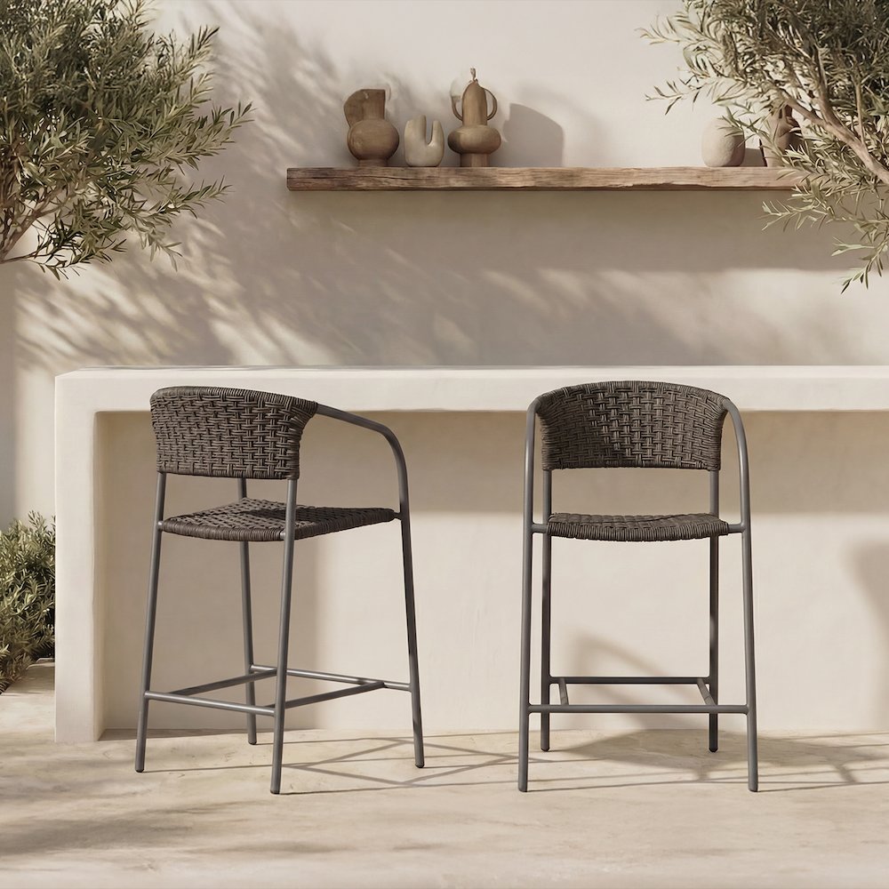 Zola Outdoor Bar Stool Dark Brown. Picture 8