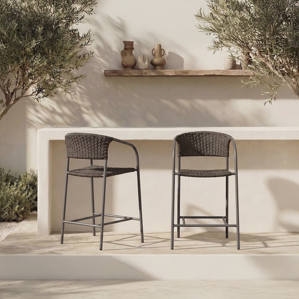 Zola Outdoor Counter Chair Dark Brown. Picture 8