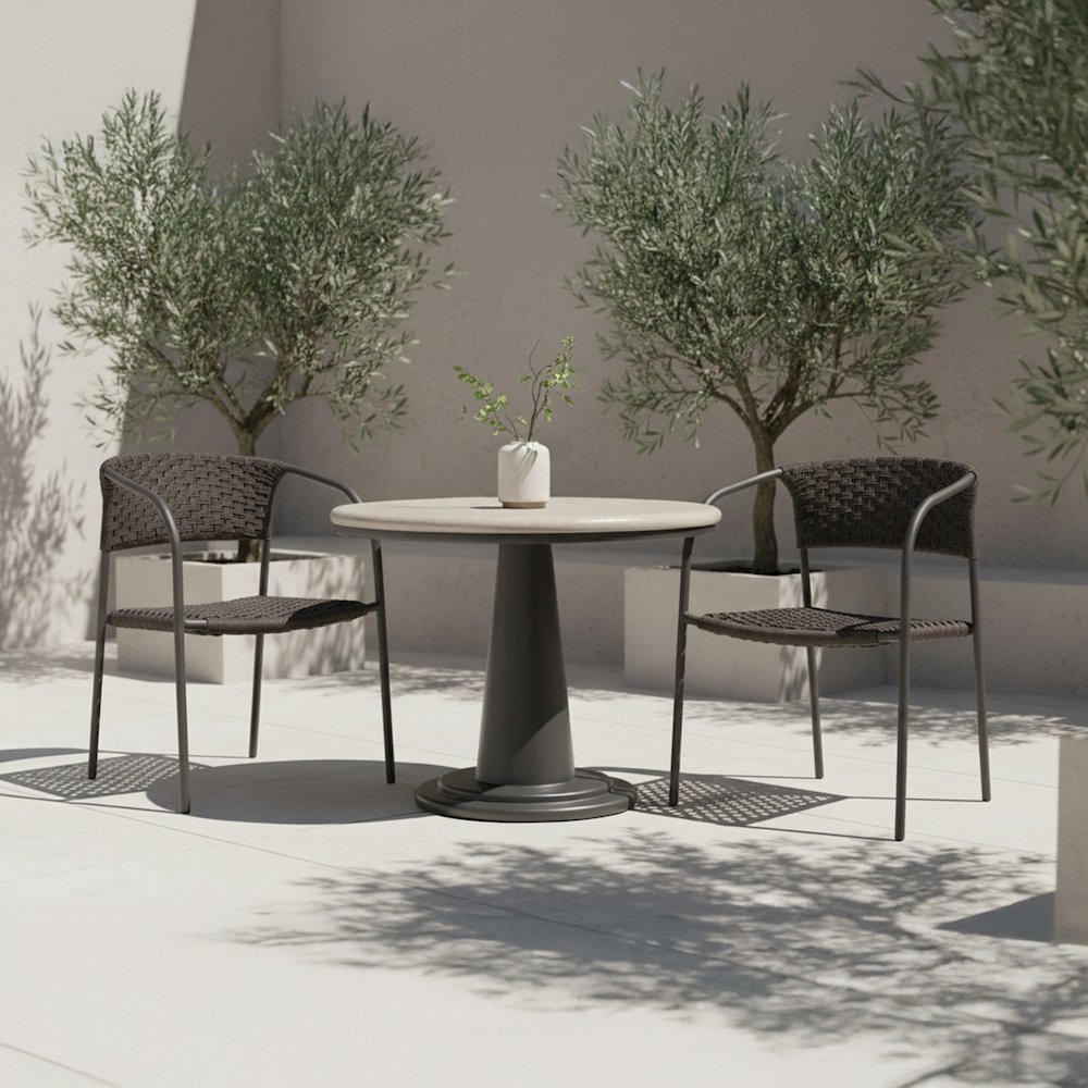 Zola Outdoor Dining Chair Dark Brown-Set Of Two. Picture 8