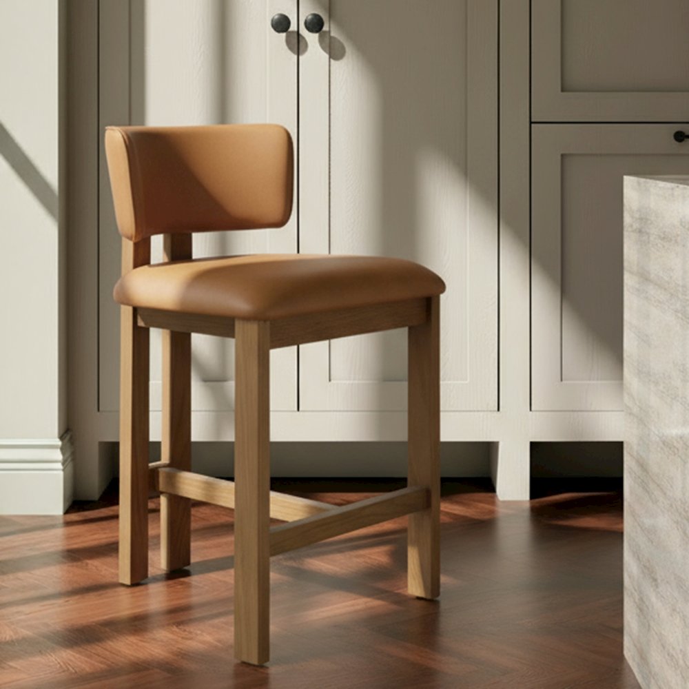 Morel Counter Stool Brown Leather. Picture 2