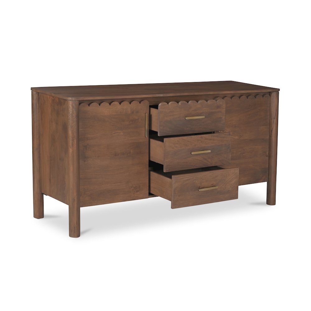 Wiley 3 Drawer Sideboard Vintage Brown. Picture 8