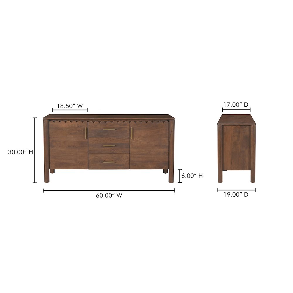 Wiley 3 Drawer Sideboard Vintage Brown. Picture 14