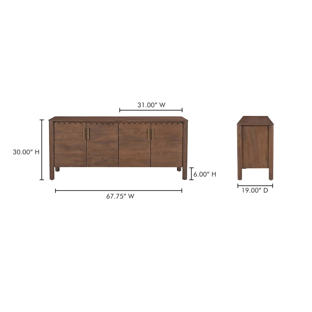 Wiley 4 Door Sideboard Vintage Brown. Picture 14