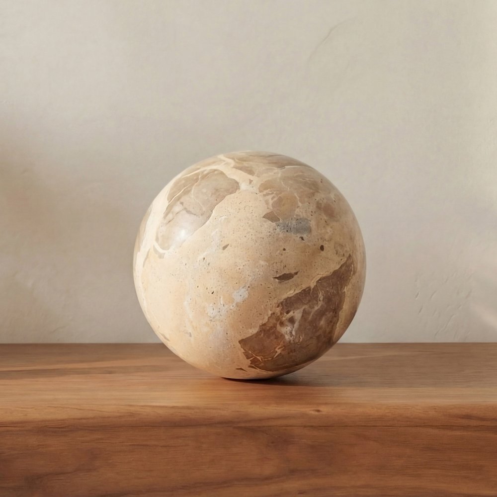 Odessa Sphere Tabletop Accent Tendu Beige Marble. Picture 1