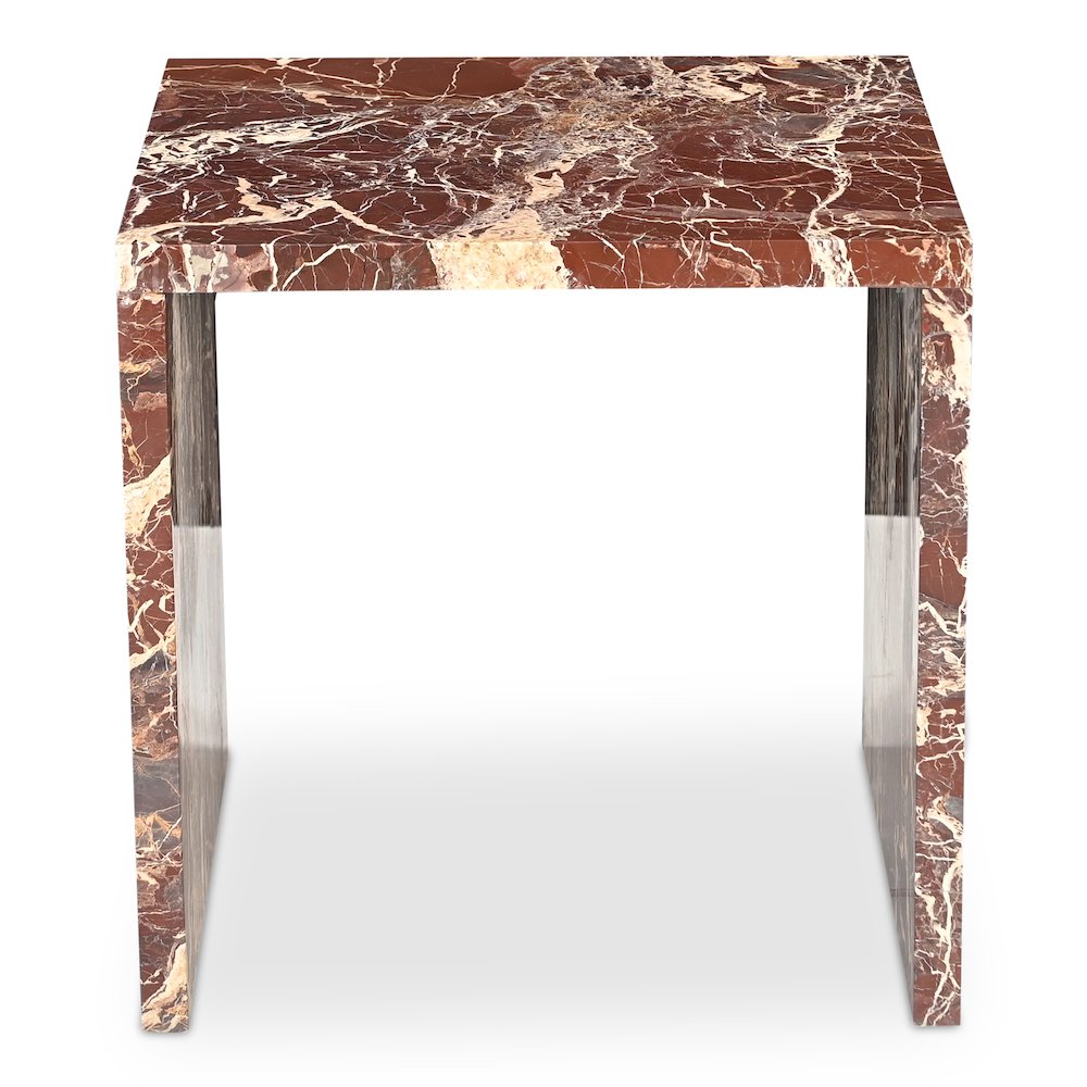 Rosa Accent Table Rosso Levanto Marble. Picture 1