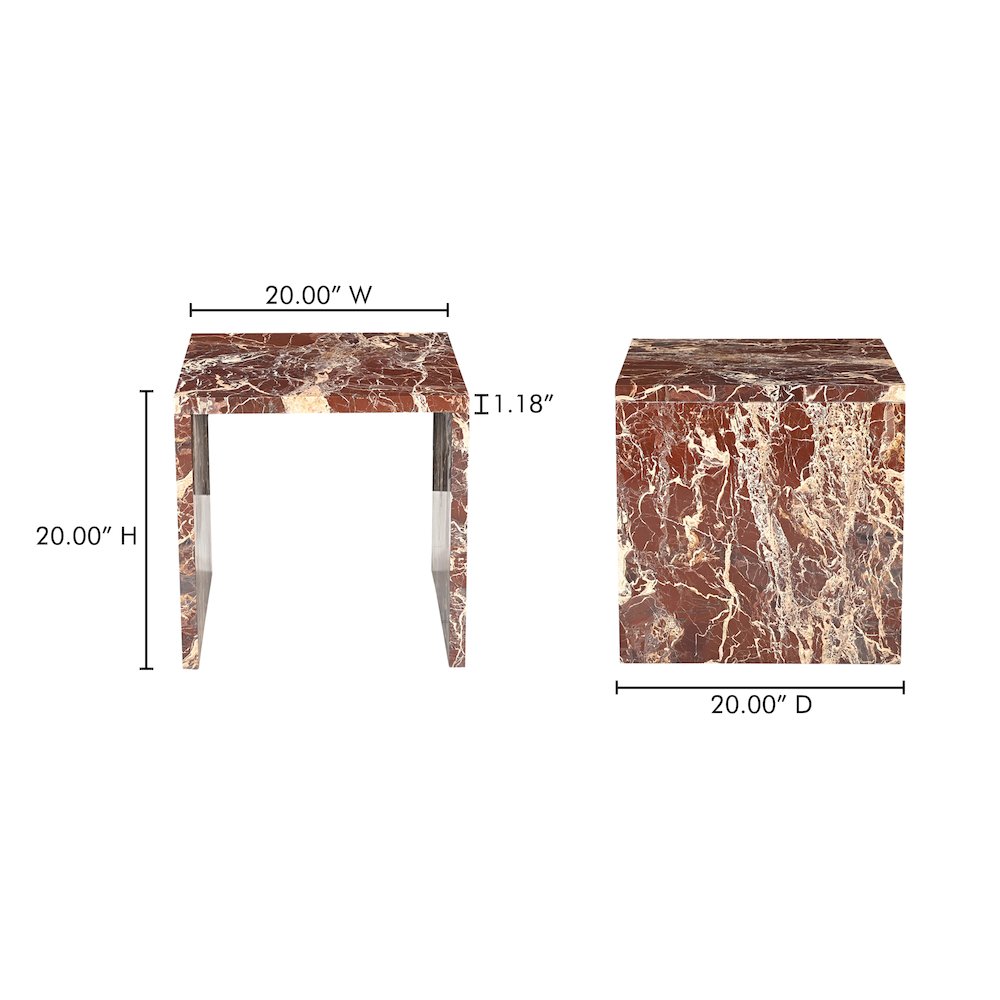 Rosa Accent Table Rosso Levanto Marble. Picture 12