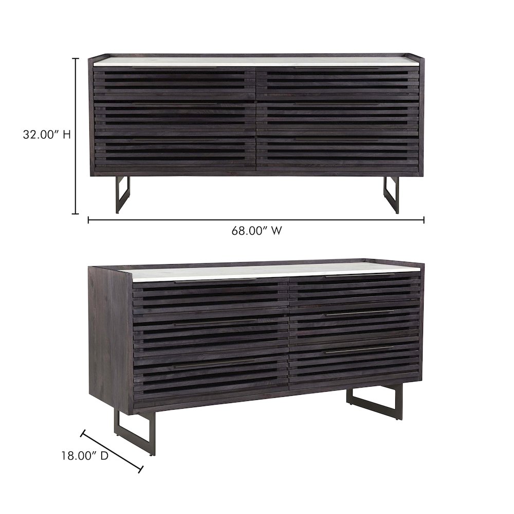 Paloma 6 Drawer Dresser Black. Picture 12