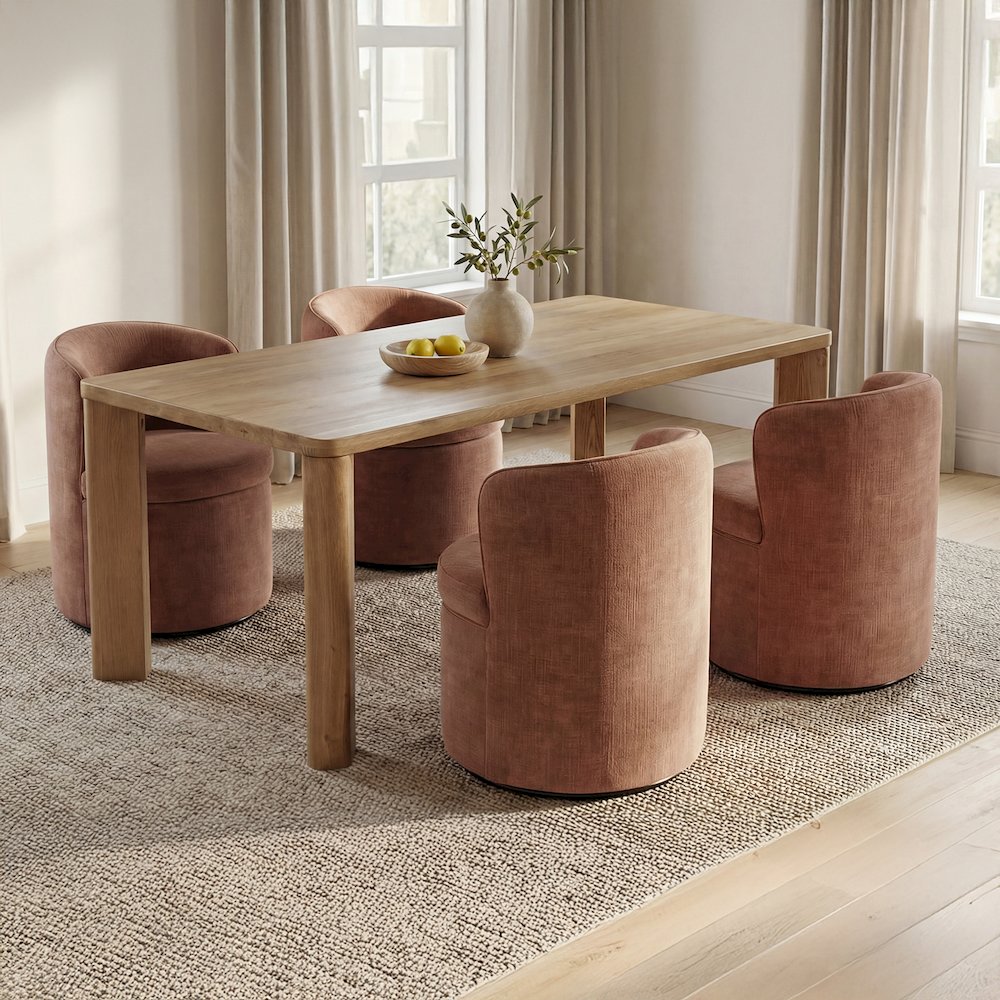 Segment Dining Table Wood Small Heritage Brown. Picture 10