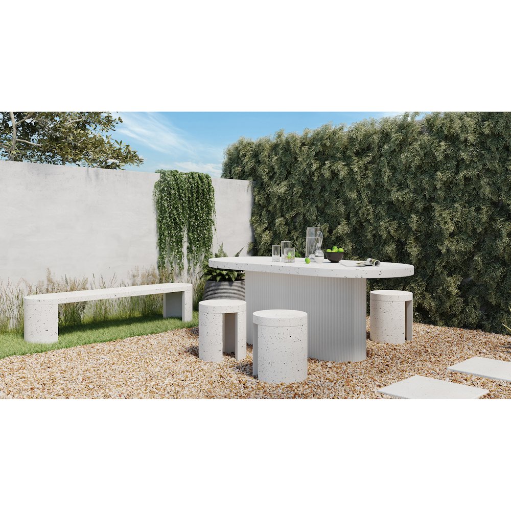 Lyon Outdoor Dining Table White Terrazzo. Picture 8