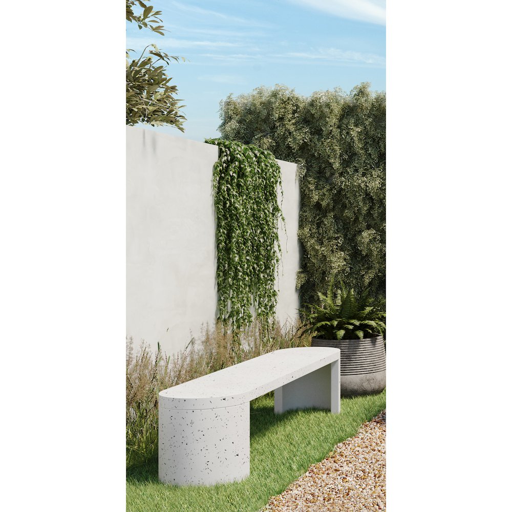 Lyon Outdoor Bench White Terrazzo. Picture 9