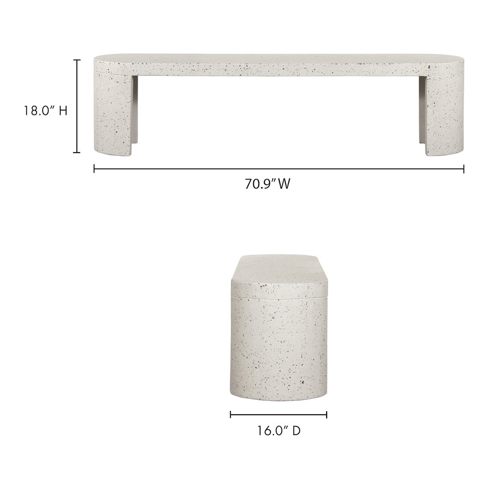 Lyon Outdoor Bench White Terrazzo. Picture 14