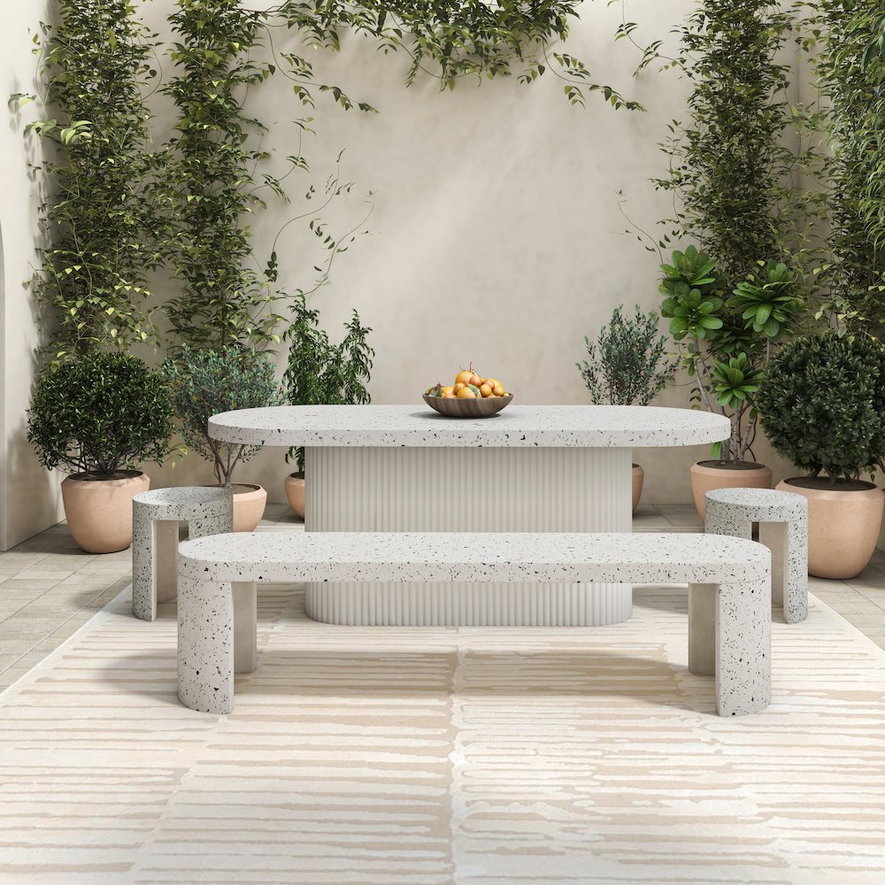 Lyon Outdoor Stool White Terrazzo. Picture 10
