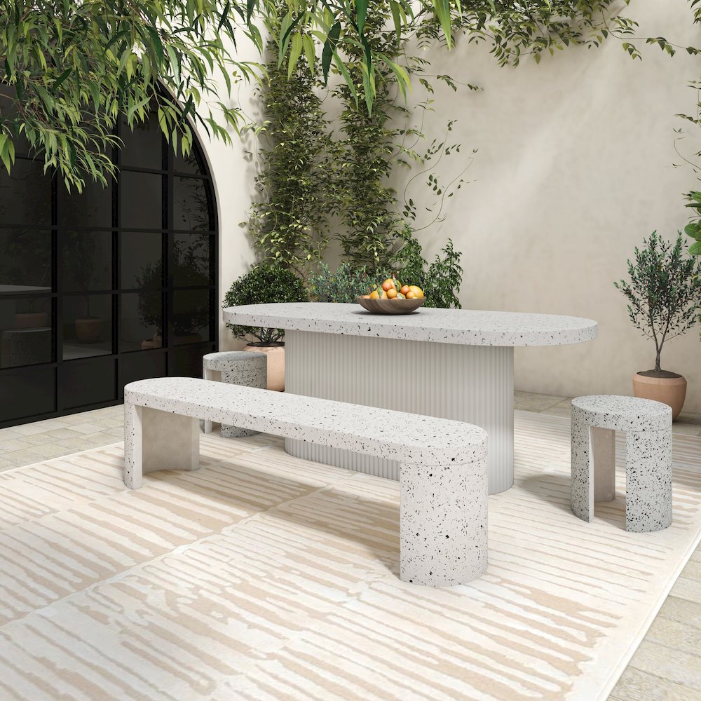 Lyon Outdoor Stool White Terrazzo. Picture 11