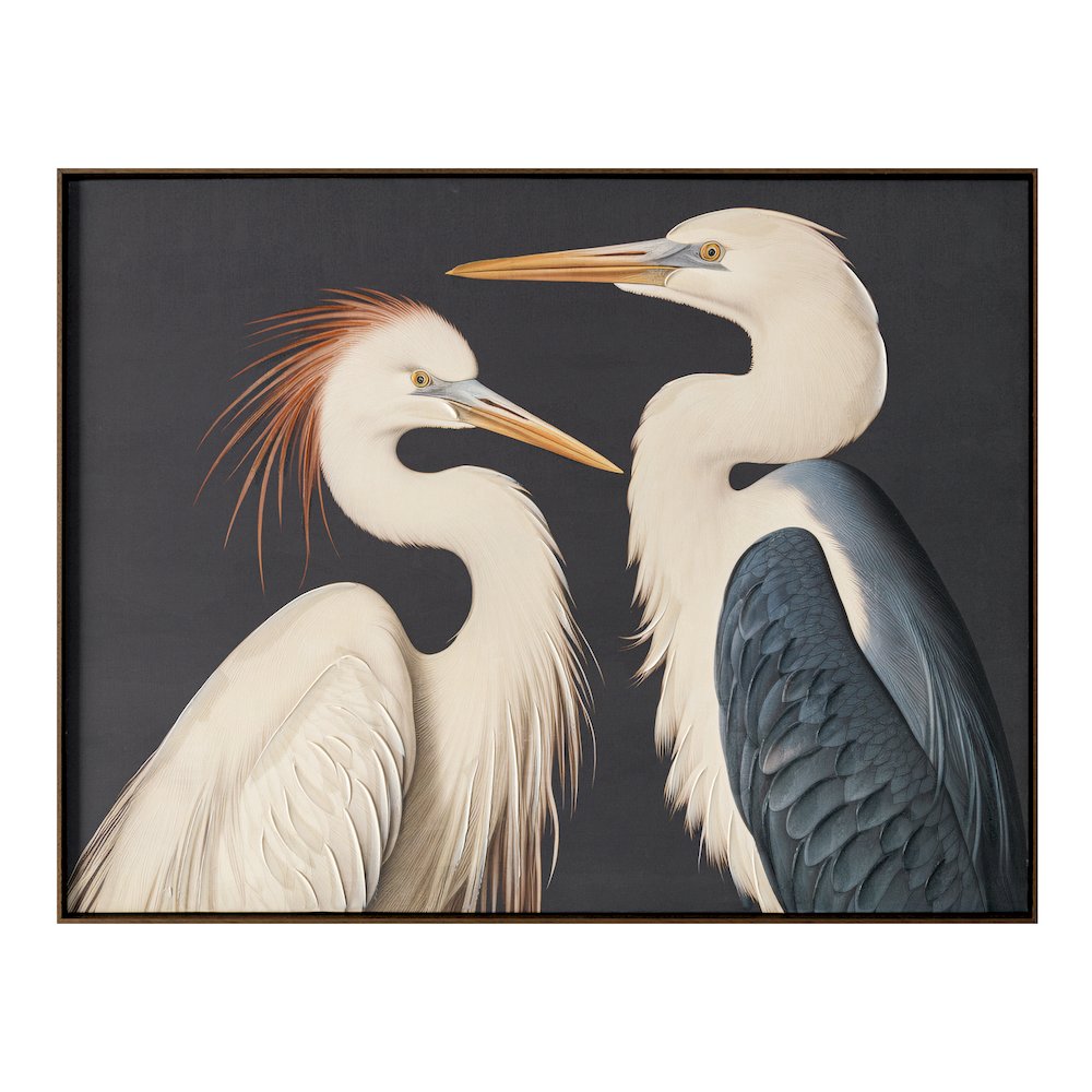 Two Cranes Framed Painting. Picture 1
