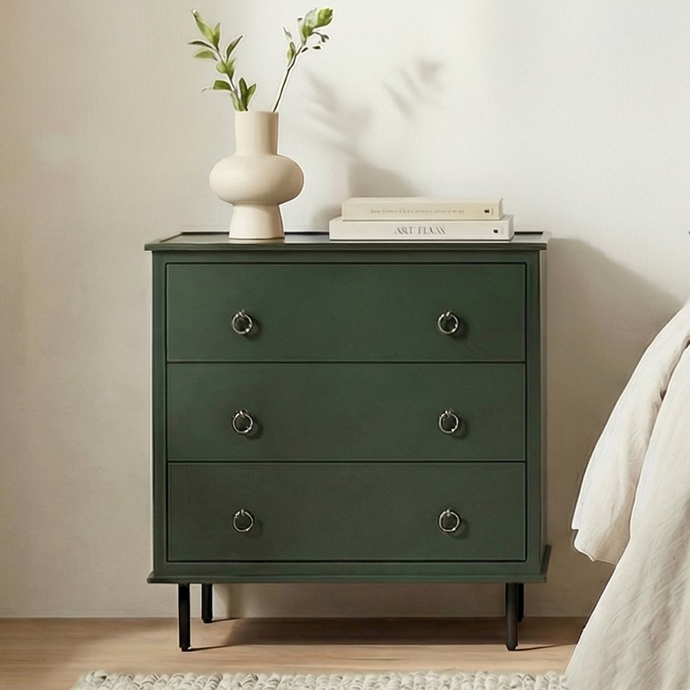 Reagan 3 Drawer Nightstand Deep Green. Picture 11
