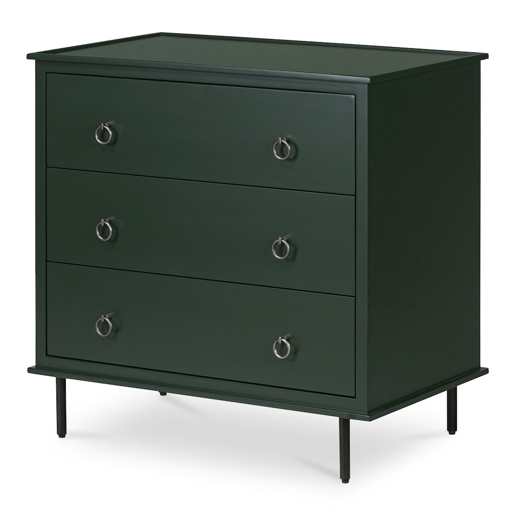Reagan 3 Drawer Nightstand Deep Green. Picture 2