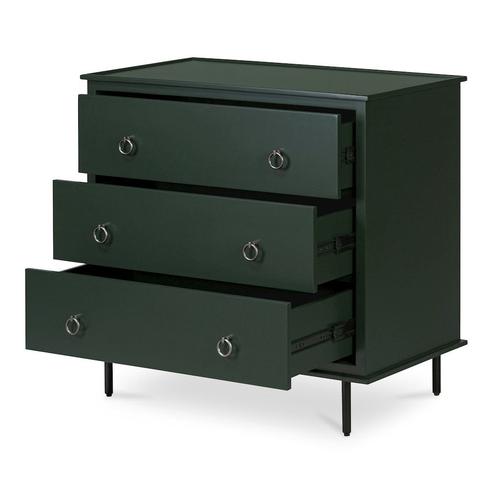 Reagan 3 Drawer Nightstand Deep Green. Picture 5