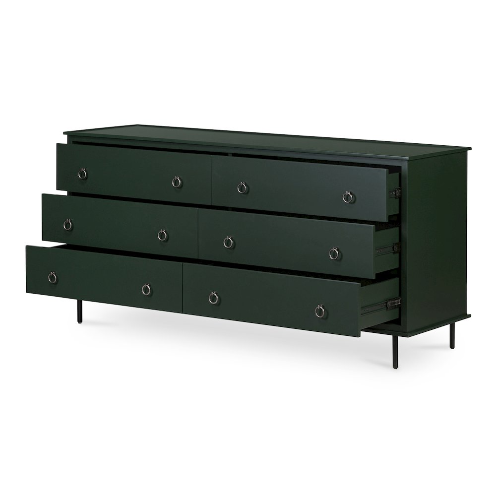 Reagan 6 Drawer Dresser Deep Green. Picture 5
