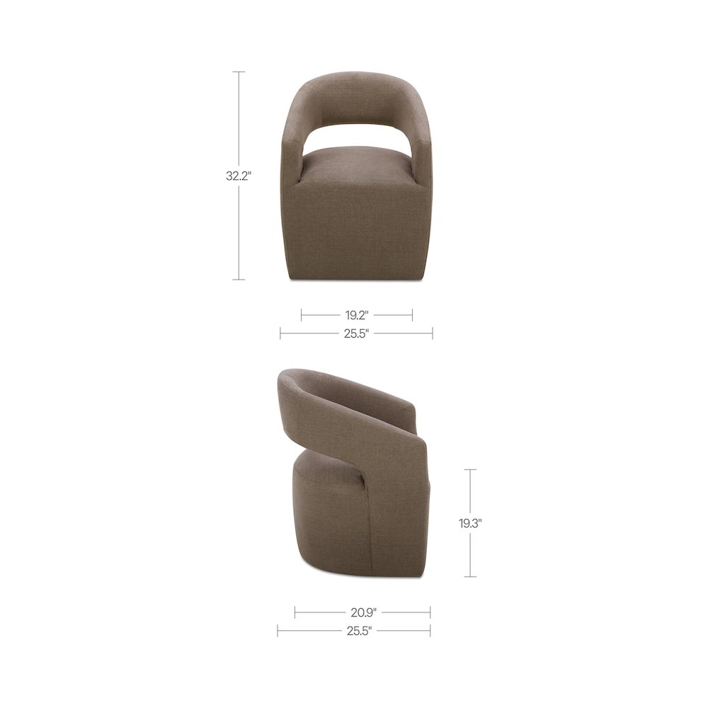 Barrow Rolling Dining Chair Soft Taupe. Picture 3