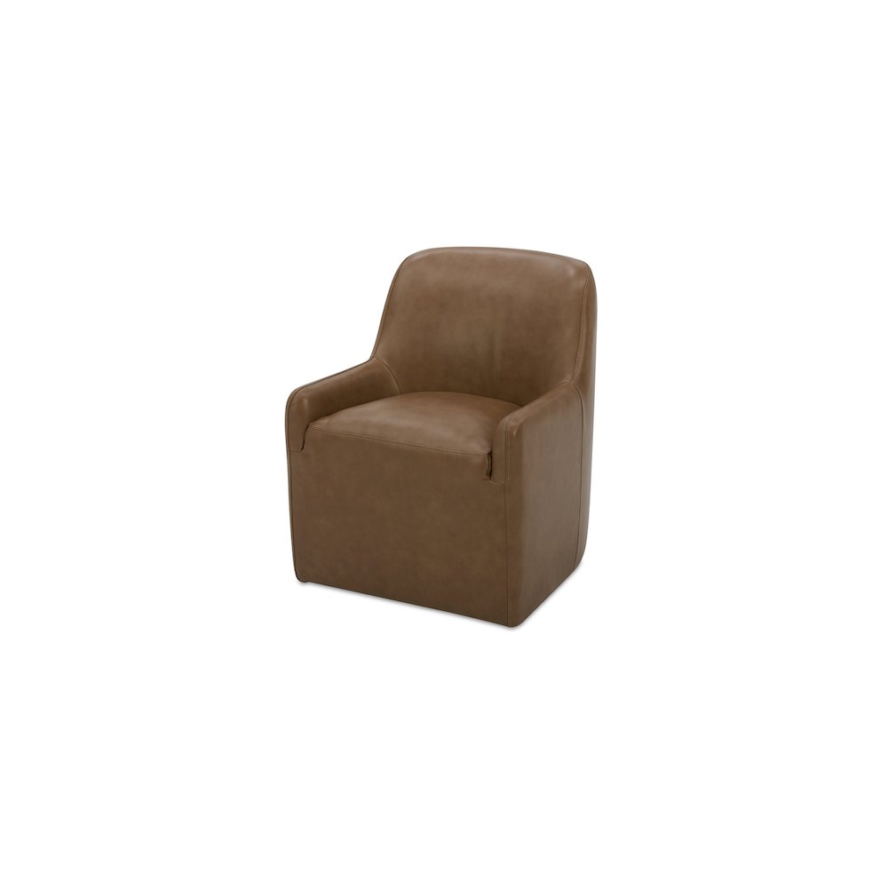 Maisie Rolling Dining Chair Tan Leather. Picture 2