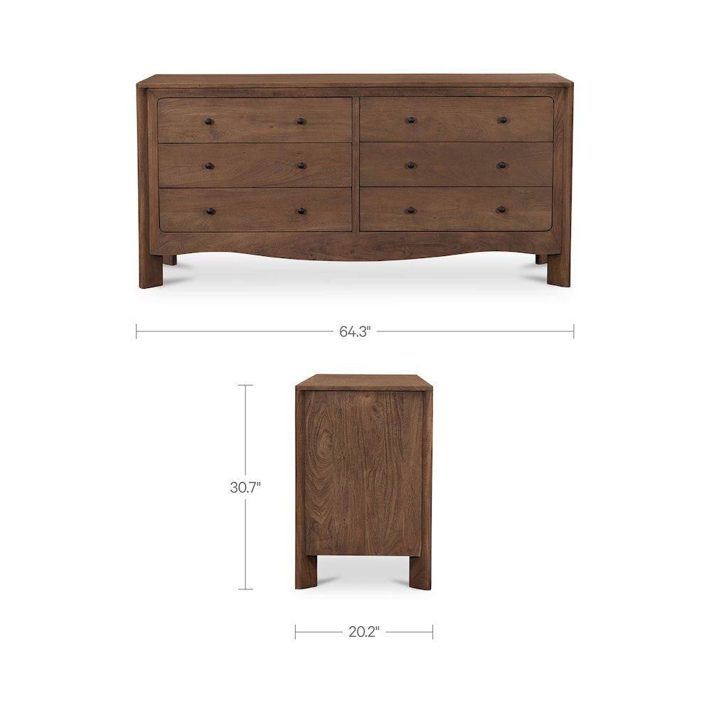 Mabel 6 Drawer Dresser Dark Brown. Picture 14