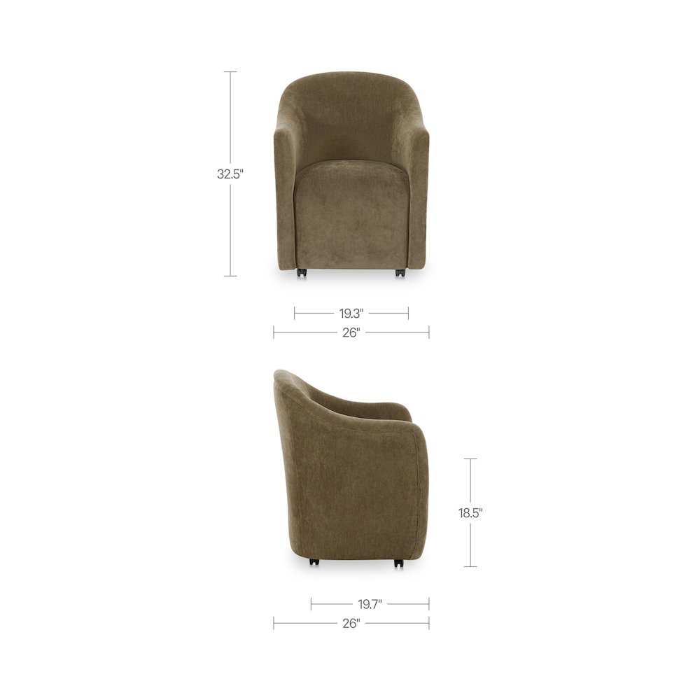 Drava Rolling Dining Chair Green. Picture 3